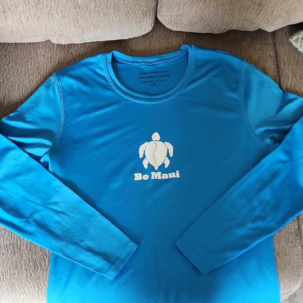Blue Long Sleeve Shirt with Motivational Text